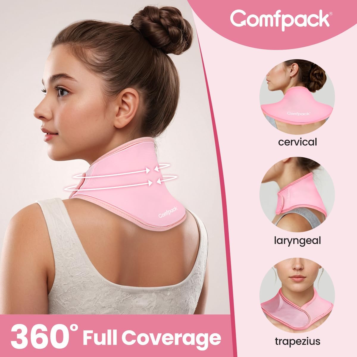 Comfpack Neck Ice Pack Wrap, Soft Gel Ice Packs for Neck Shoulder Reusable | Hot & Cold Compress Cold Pack for Surgery, Injuries, Swelling, Stiffness, Muscle Tension, Office Pressure