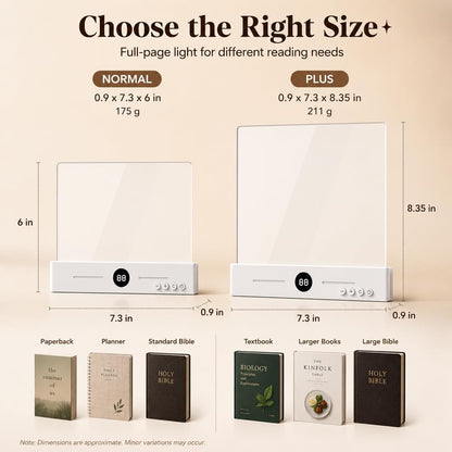 LED Page Reading Light, Rechargeable Flat Book Light, Normal White | Flat Rechargeable Page Light with Timer | 3 Light Modes | Stepless Dimming | Clear Acrylic Panel for Dorm Reading