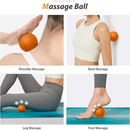 SUBCULTUREPICK 5 in1 Foam Roller Set, Trigger Point Foam Roller Deep Tissue