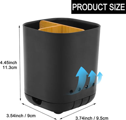 Toothbrush Holder with Bamboo Divider,Detachable for Easy Cleaning Bathroom Countertop Organizer,Plastic 3 Slots Electric Toothbrush and Toothpaste Holders Storage Caddy for Bathroom Vanity,Sink(Grey)