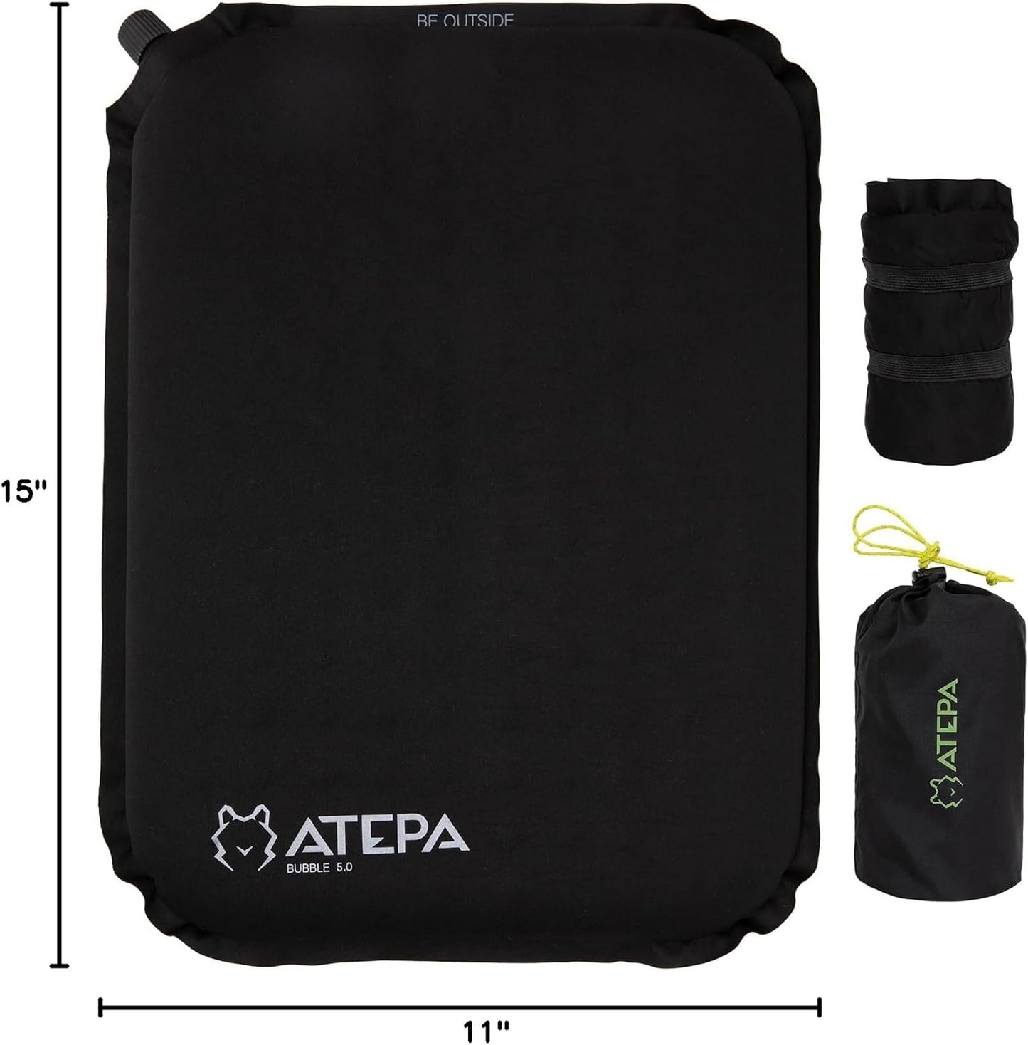 ATEPA Inflatable Seat Cushion | 2" & 2.5" foam core seat pad, Self inflating, Compact, Stadium, Airplane, Travel, Camping, Hiking, Sports events