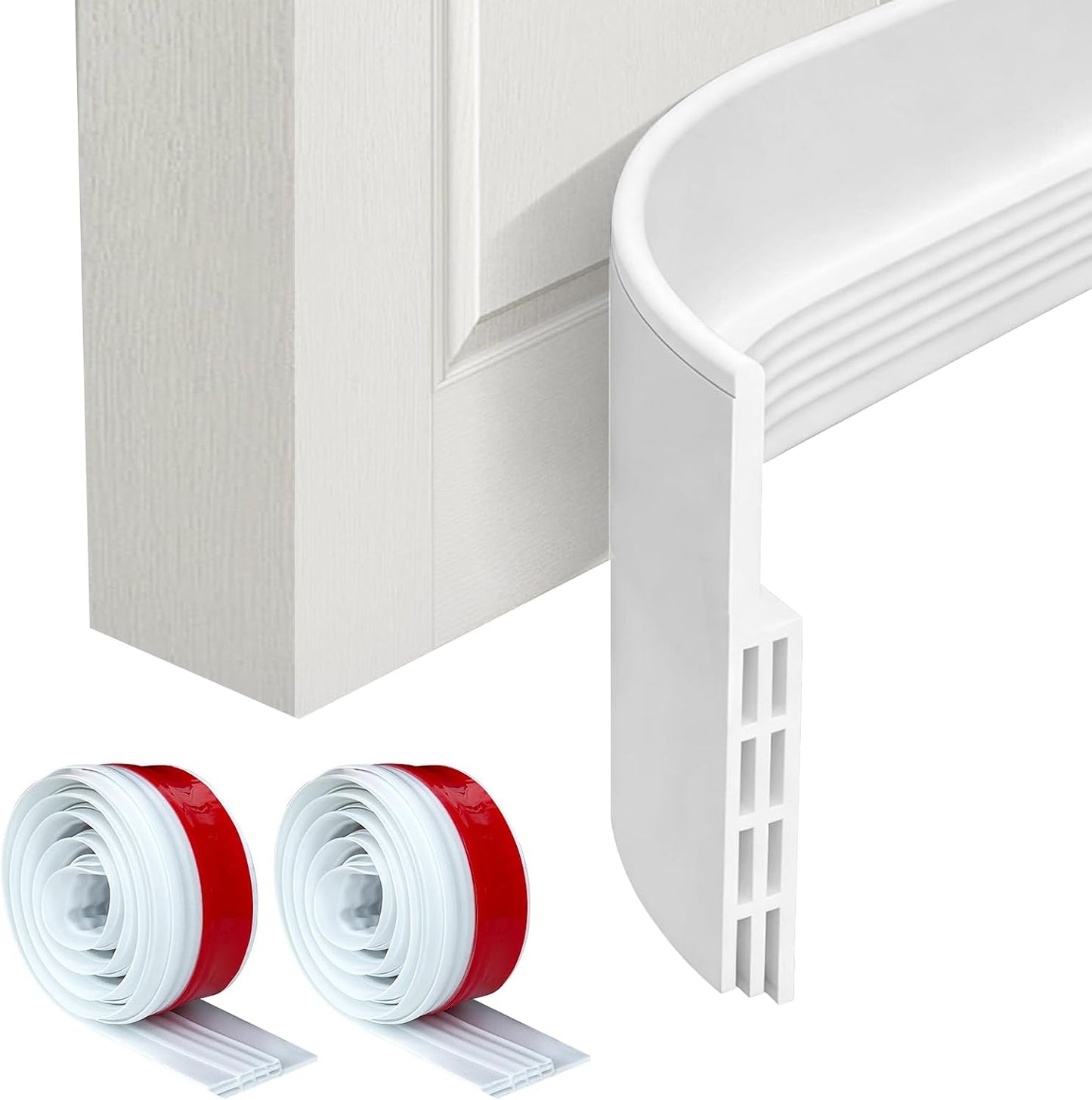 White Door Draft Stopper 78 Inch, Adhesive Under Door Sweep | Weather Stripping Door Bottom Seal, Soundproof Insulation Door Gap Filler for Interior&Exterior Doors Noise Blocker