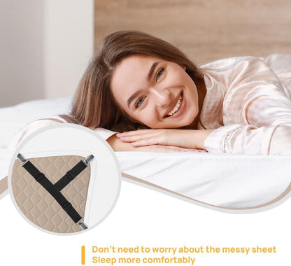 FGY Bed Sheet Straps Adjustable Elastic Fasteners with Metal Clips for Tablecloth Bedding