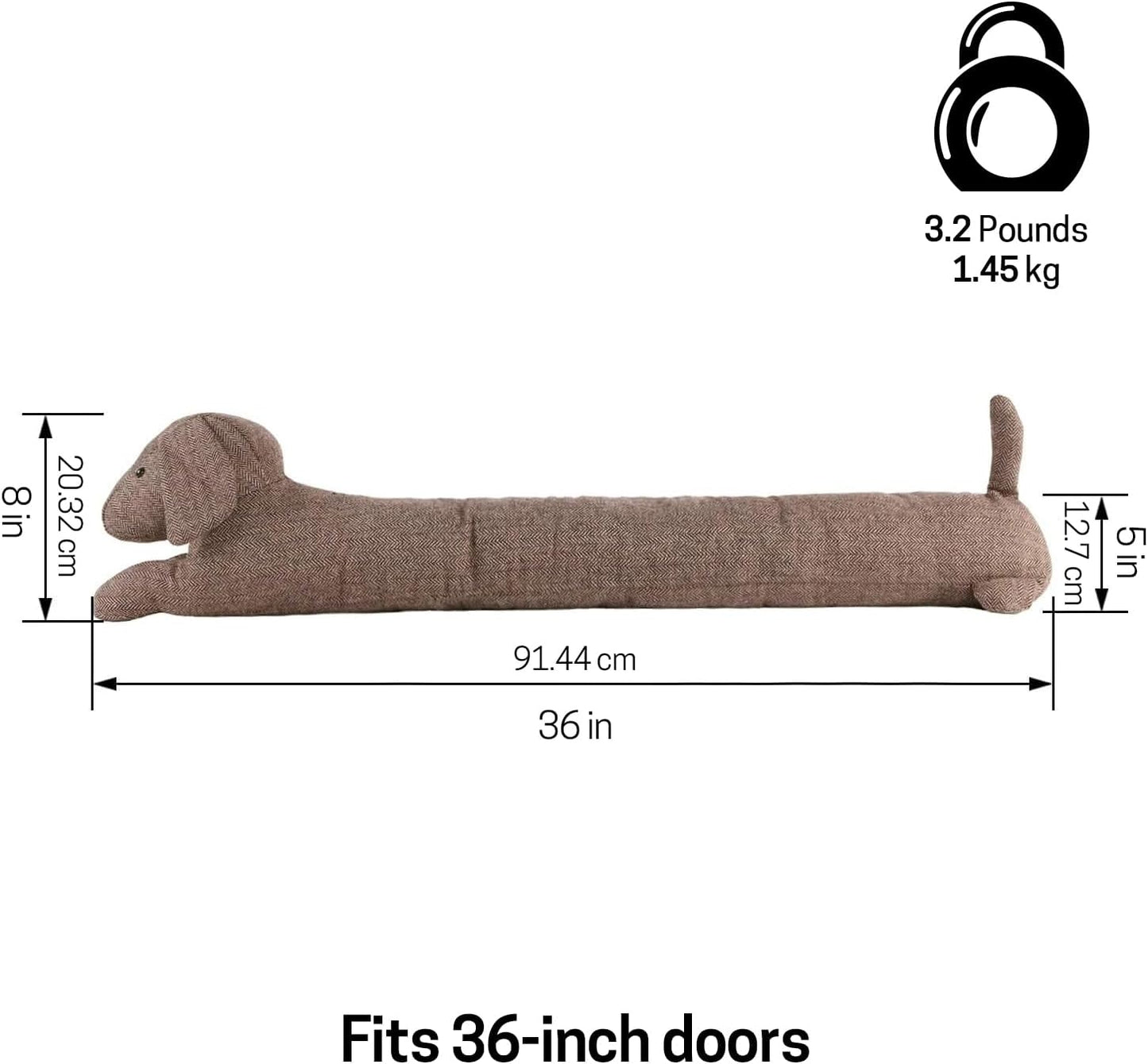SWISSELITE 36 Inch Under Door Stopper, Decorative Door Noise Blocker | Weighted 3.2 Pounds Animal Air Draft Stopper Soundproof Energy Saver for Door & Window