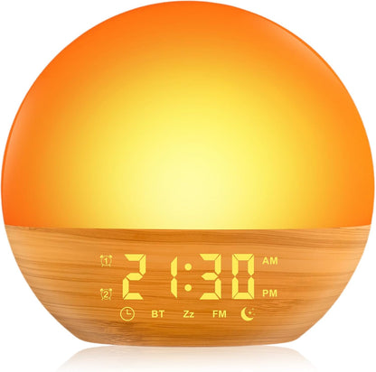 Sunrise Alarm Clock with White Noise Wake-Up, Wood Grain
