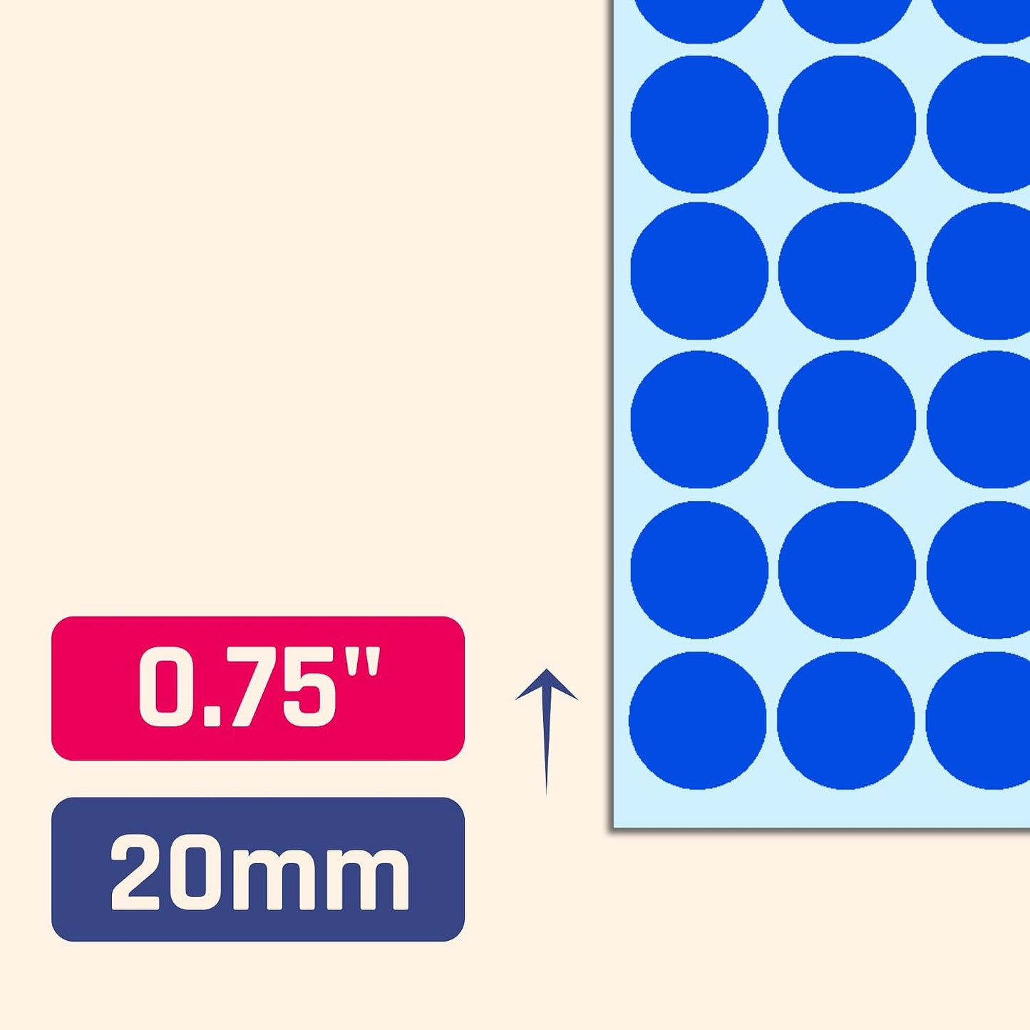 2000 Pack, 3/4" Round Colored Dot Stickers Labels - 10 Colors