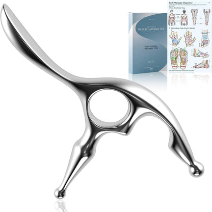 Rena Chris Trigger Point Massage Tool, Muscle Scraper Tool for Deep Tissue Pain Relief & Fascia Release, Gua Sha & Acupressure Tool with Travel Pouch & Guide