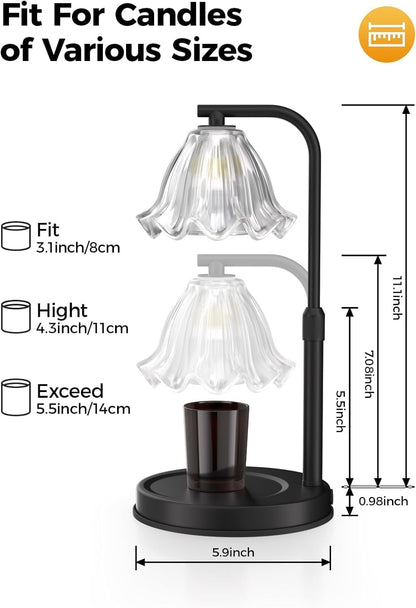 Flower Candle Warmer Lamp with Timer - Adjustable Height for Jar Candles