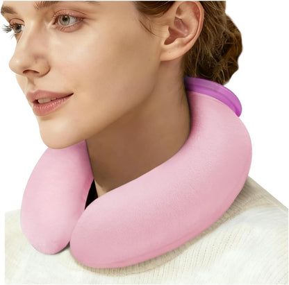 U-Shaped Hot Water Bottle with Fleece Cover 850ML Hot & Cold Water Bag Therapy Heating Pad for Pain Relief Neck Shoulder Hand Warmer Relaxing Protection Blue