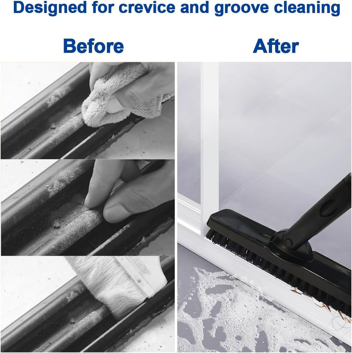 CELOX Grout Brush with Long Handle, Tile Grout Cleaner Brush for Tile Floors, for Shower Tile, for Cleaning Grout