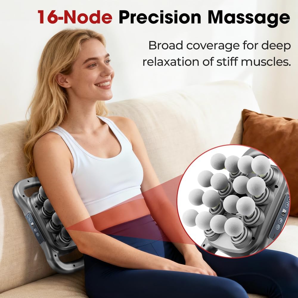 42Head Massage Gun Pain Relief Deep Tissue,Percussion Back Massager | 9 Modes & 9 Intensities, red light therapy, heat back massager, quite, muslce massager, for Back Neck Shoulder Legs