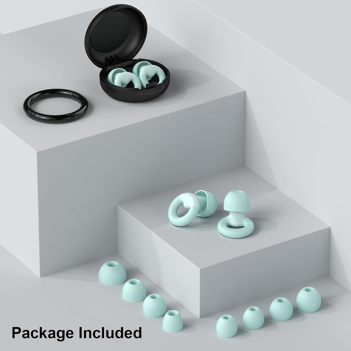 JUSTRVN Ear Plugs for Sleeping, 2 Pairs of Reusable Earplugs for Noise Reduction 25dB-30dB with 8 Ear Tips, Soft Hearing Protection Ear Plugs for Concert,Noise Sensitivity, Study & Work, Black