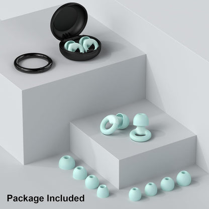JUSTRVN Ear Plugs for Sleeping, 2 Pairs of Reusable Earplugs for Noise Reduction 25dB-30dB with 8 Ear Tips, Soft Hearing Protection Ear Plugs for Concert,Noise Sensitivity, Study & Work, Black