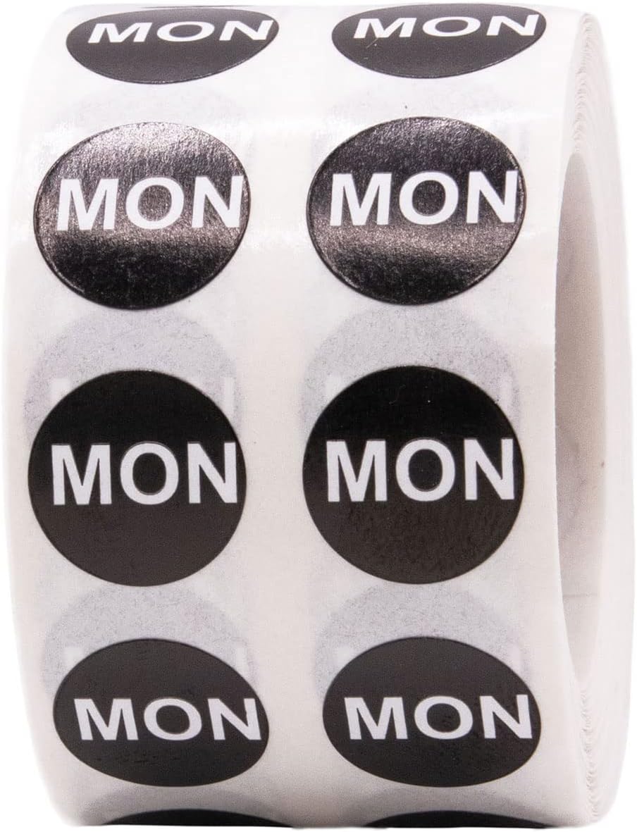 Red Circle Wednesday Stickers – 1/2 Inch Round Adhesive Labels, 1000 Total Stickers Per Roll for Inventory, Food Rotation, Organization, and Retail – Made in the USA