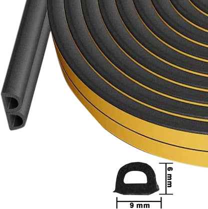 Weather Stripping Seal Strip Tape, Doors Windows Frame Self Adhesive D Type Foam Sealing Tape, 32.8Ft Rubber Soundproof Insulation Cell Foam Stripping, White