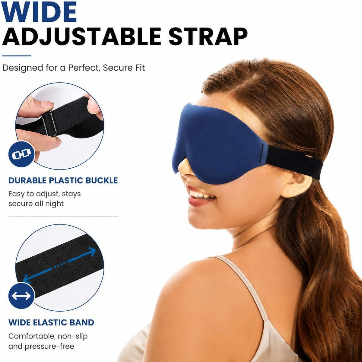 ALASKA BEAR Memory Foam Sleep Mask, Contoured Eye Cups for Women Men, Blue