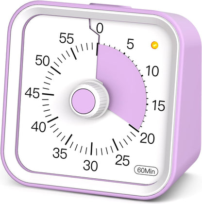 Visual Timer for Kids, Countdown Timer with Pause Function, White | Timer for Kitchen Cooking, Classroom, Study, Toddler, ADHD, Cute Timer Clock, Alarm 3 Volume Levels, Light Indicator