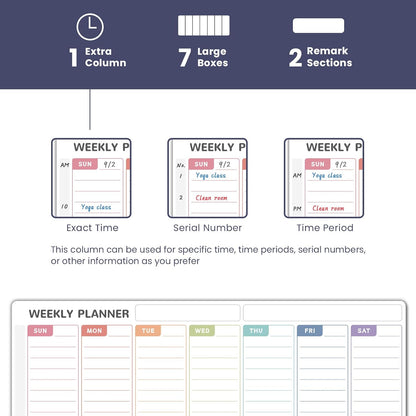 ALEZEL Magnetic Weekly Calendar Whiteboard for Fridge, Refrigerator Dry Erase Weekly White Board, Includes Magnetic Weekly Planner for Fridge with 2 List Boards, 4 Markers + Eraser