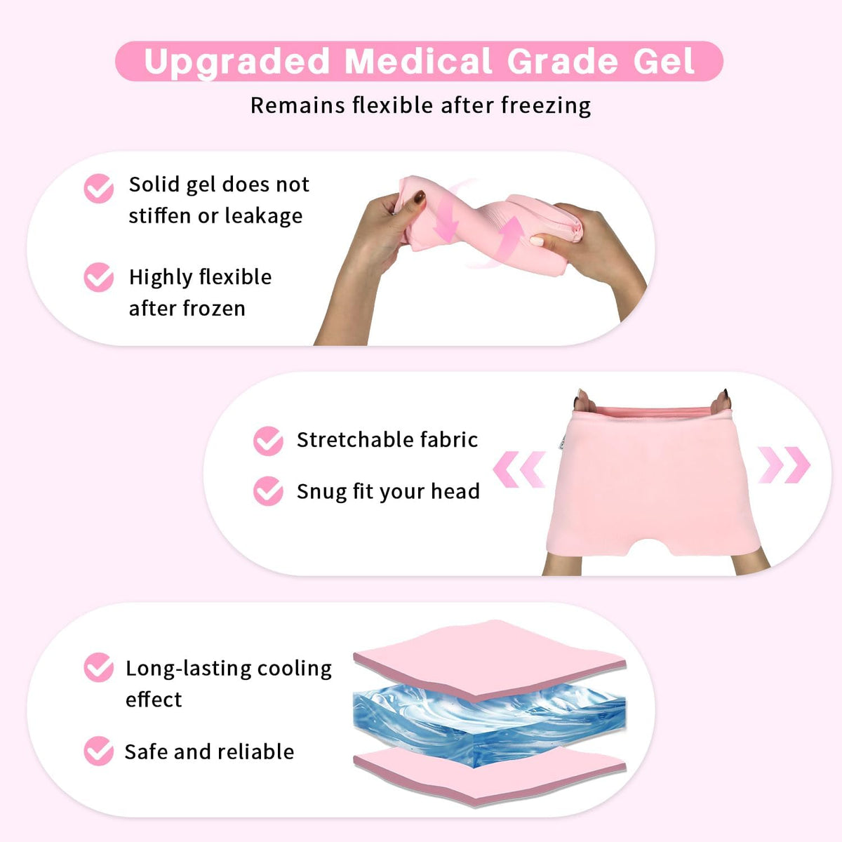 my novel things Migraine Relief Cap, Ice Headache Relief Mask Cold Cap Set