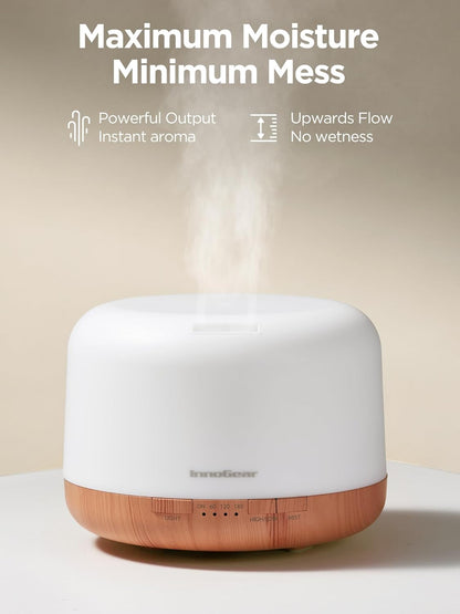 InnoGear Aromatherapy Diffuser & 10 Essential Oils Set, 500ml Essential Oil Diffuser with Remote Control Mother's Gift Ultrasonic Cool Mist Scent Humidifier Vaporizer Auto-Off Timer for Home, Yellow