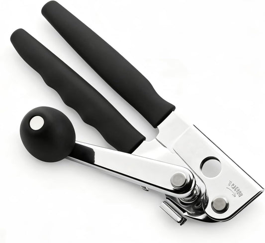 Heavy Duty Manual Can Opener - Smooth Edge Safety Cutting with Magnetic Lid Lifter, Ergonomic Non-Slip Handles, Built-in Bottle Opener, Stainless Steel Kitchen Tool