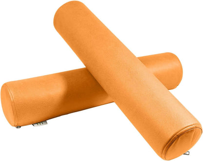 2 Pack Neck Roll Pillow, High-Density Foam Cylinder Bolster Pillow for Neck, Back & Lumbar Support, Ergonomic Round Pillow for Side Sleepers, Sleeping, Removable Washable Cover (7.9''x23.6'' Orange)