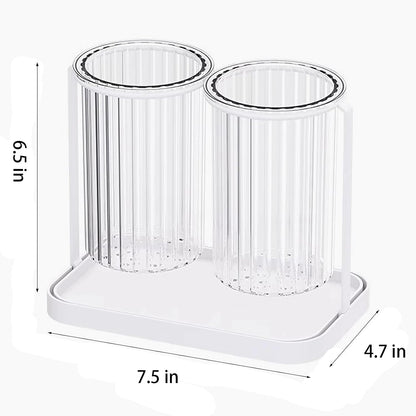 Toothbrush Holders with Drain Tray, Hanging Toothbrush and Toothpaste Holder Organizer Bathroom Caddy Countertop for Toothpaste, Razors, Electric Toothbrush - Clear | Detachable, Easy to Clean, Bathroom Organizer for Electric Toothbrush, Razors
