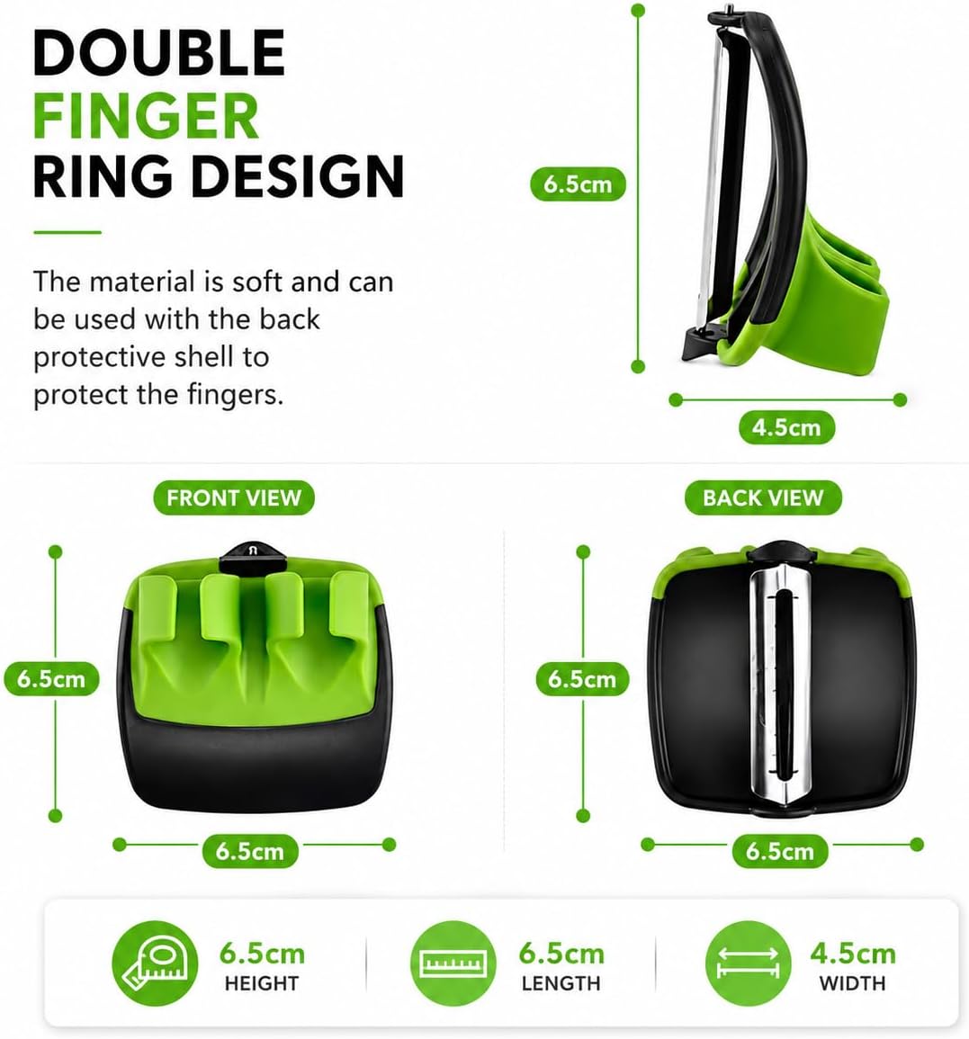 2-Finger Vegetable Peeler – Ergonomic Fruit & Vegetable Peeler with Secure Finger Grip, Sharp Stainless Steel Blade, Easy-Control Kitchen Peeling Tool for Carrots, Potatoes, Cucumbers & More