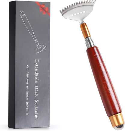 Large Back Scratcher, Body Scratcher for Adults Extendable Long 24Inch, Thick Wooden Handle Steel Massage Roller, Extra Wider Rake Claw, Sturdy Backscratchers Hand Massager Tool | Self Body Massage Tool