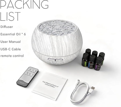550ml Essential Oil Diffuser, Ultrasonic Aromatherapy Humidifier with Remote,7 LED Colors,Timer Settings,Auto Shut-Off, Cool Mist Diffuser for Home, Bedroom, Office, Spa