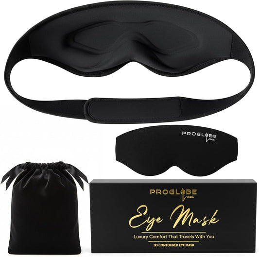 Proglobe Luxe Sleep Mask for Back and Side Sleepers, 3D Eye Mask, Black