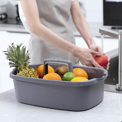 JiatuA Large Cleaning Supplies Caddy Portable Shower Caddy Basket Dark Gray | Sturdy Supply Organizer with Handle Plastic Bucket Tool Storage for Bathroom Bedroom Kitchen Garden College Dorm Essentials