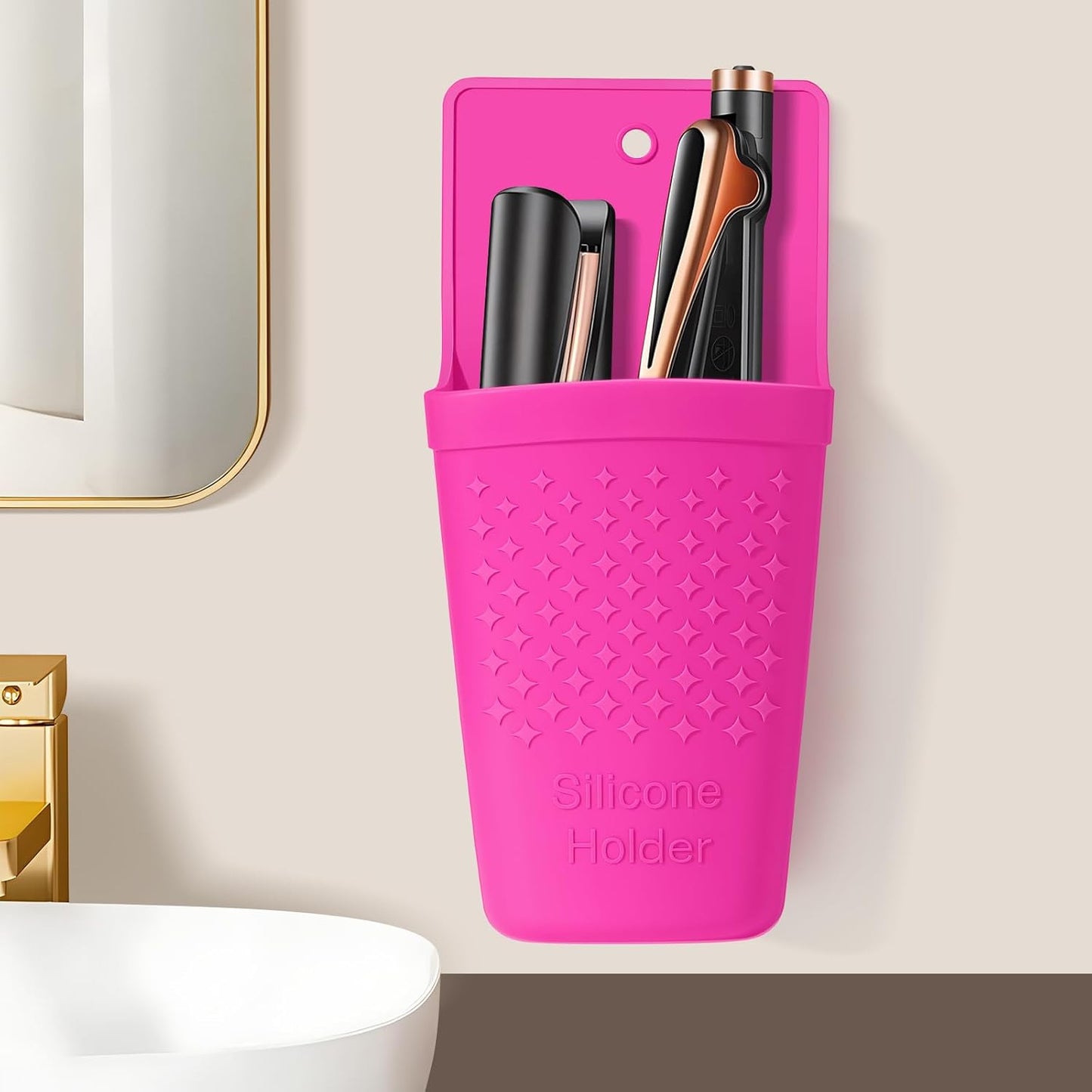ZAKRA Curling Iron Holder,Heat Resistant Silicone Holder for Flat Iron,Hair Straightener,Hot Hair Tools,Vanity Accessories Organizer.(Grey)