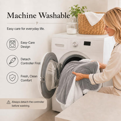 Electric Heated Blanket Full Size 72"x84" – Light Gray | ETL for Safe Overnight, 4 Heat Settings & 10H Auto Off, Dual-Sided Microplush Sherpa for Home Night, Machine washable