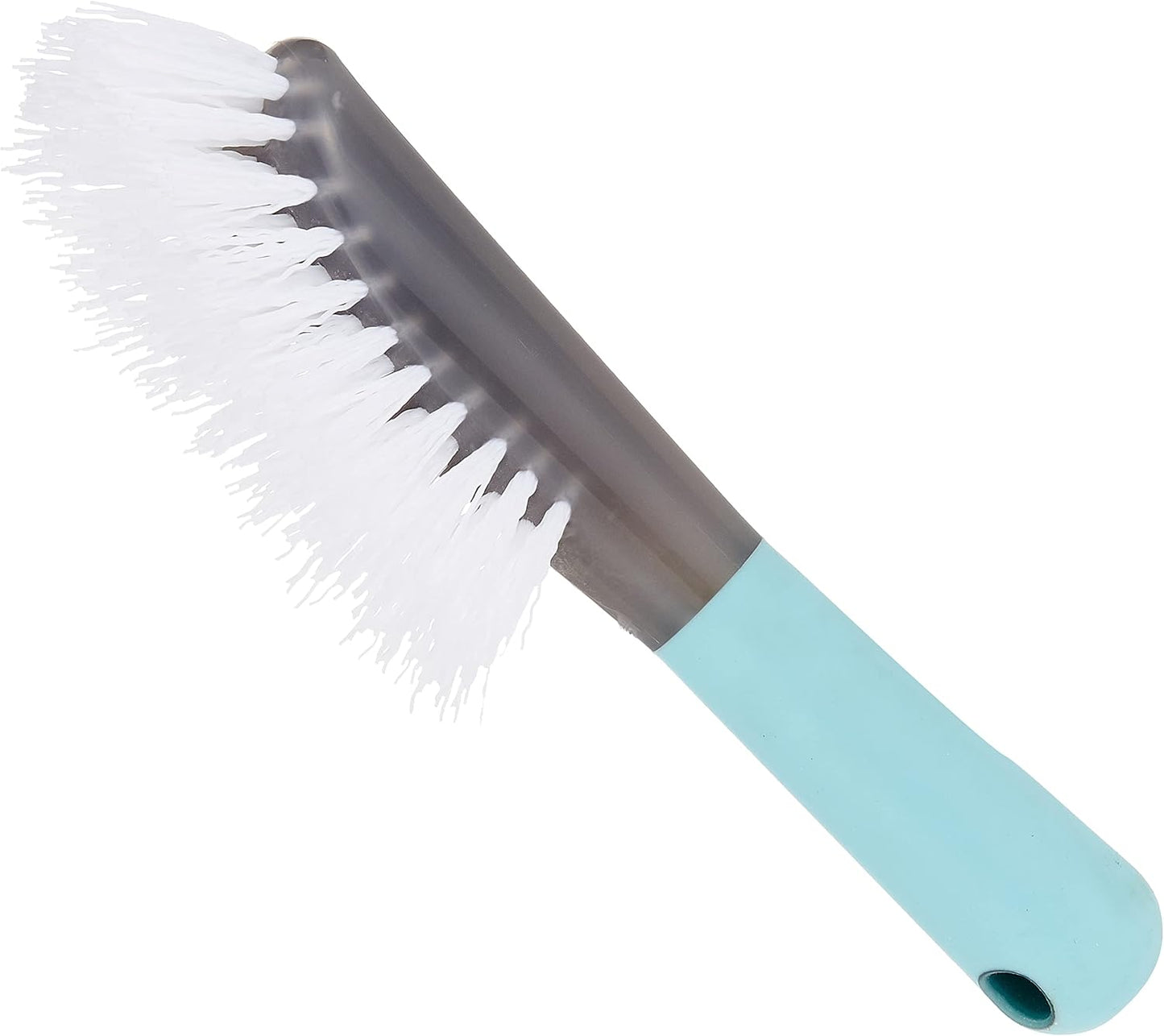 Casabella Smart Scrub Heavy-Duty Tile and Grout Brush for Tile Joints, Grout Cleaner Brush with Nonslip Handle, Gray/Aqua