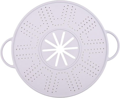 Spill Stopper Lid Silicone Boil Splatter Screen Pot Cover with Double Handles Anti Overflow Mat Heat Resistant for Cooking and Steam, Green