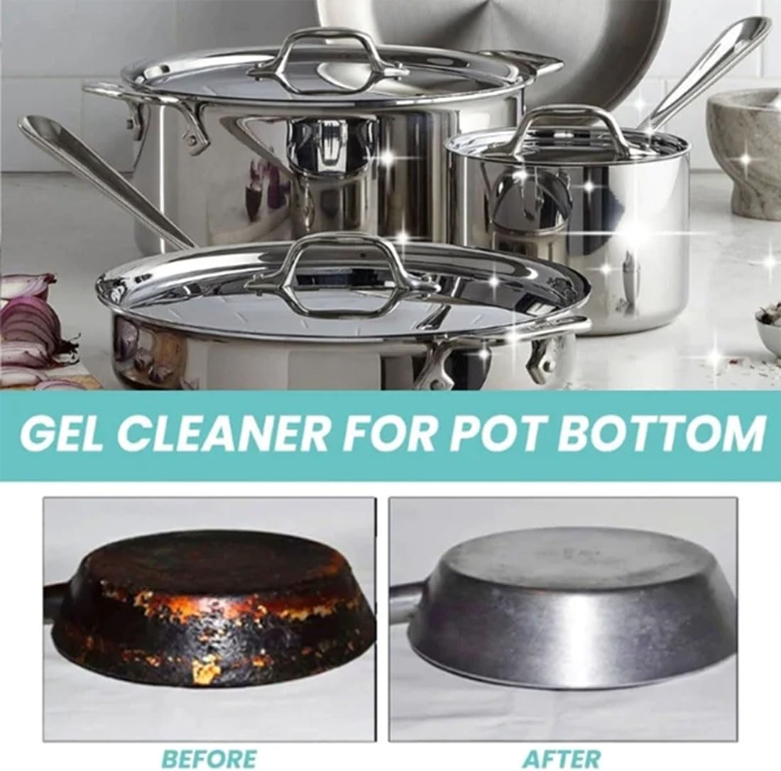 Magic Gel Cleaner for Pots and Pans, Professional Gel Cleaner for Pot Bottom, Black Pot Bottom Cleaning Gel, Bottom of the Pot Black Scale Cleaner, Gel Cleaner for Cookware Bottom (2Pcs)