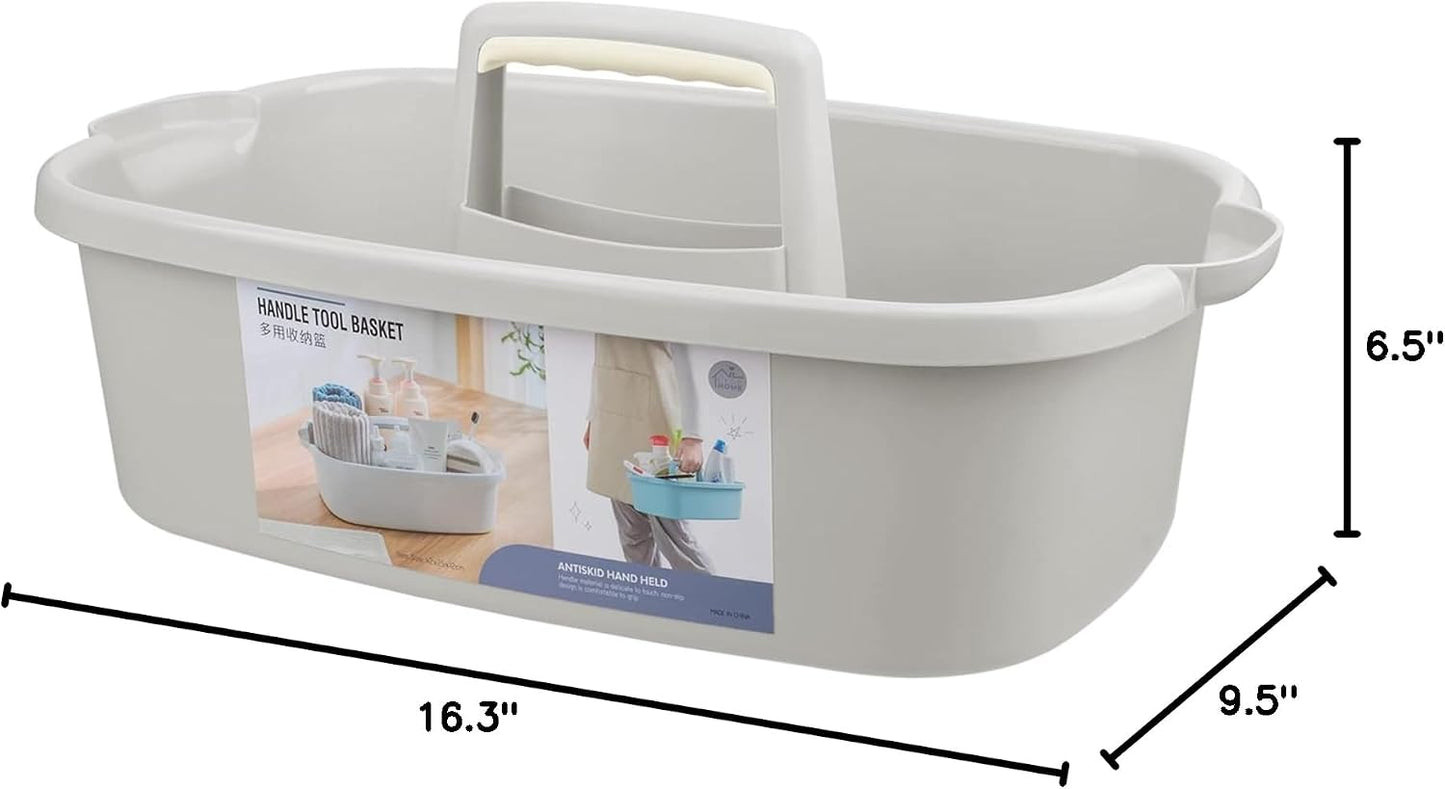JiatuA Large Cleaning Supplies Caddy Portable Shower Caddy Basket Dark Gray | Sturdy Supply Organizer with Handle Plastic Bucket Tool Storage for Bathroom Bedroom Kitchen Garden College Dorm Essentials