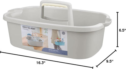 JiatuA Large Cleaning Supplies Caddy Portable Shower Caddy Basket Dark Gray | Sturdy Supply Organizer with Handle Plastic Bucket Tool Storage for Bathroom Bedroom Kitchen Garden College Dorm Essentials