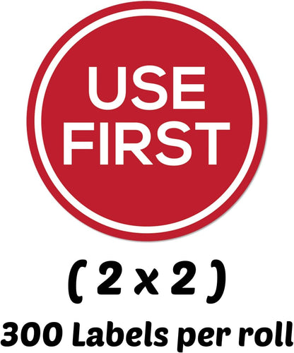 900 Use First Stickers - 2 inch, Circle Dot, Round Food Service Labels/Restaurant Inventory Control/Use First Labels Expiration Stickers, (Red)