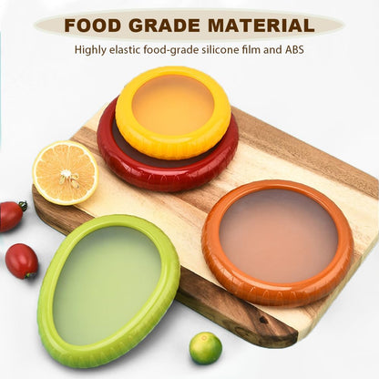 Set of 4 Reusable Storage Containers Avocado Saver Onion Keeper Tomato Holder Fruit Saver Fruit Organizer Soft Shell Food Container for Fridge Keep Fresh