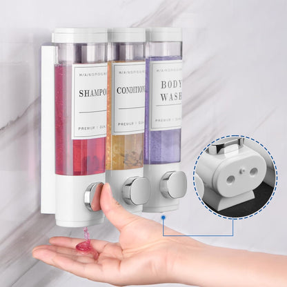 Cabo Deseado Shower Soap Dispenser Wall Mounted No Drill Shampoo Dispenser for Shower Wall Shampoo and Conditioner Dispenser Bathroom Hotel 3 * 350ml Gungray with Labels