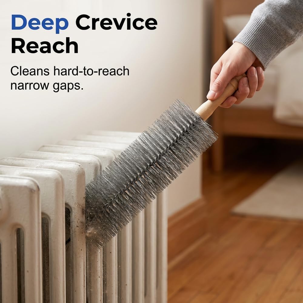 Fan Cleaning Brush with Bendable Microfiber Head, Reusable Dusting Brush for Fan Blades, Window Blinds, Air Conditioner Vents, Ceiling Fans, Car Vents and Hard-to-Reach Areas, Blue