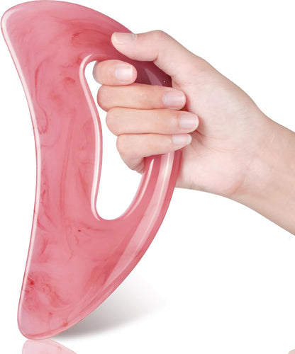 Large Gua Sha Massage Tool with Handle Large Lymphatic Drainage Massager, Resin Body Gua Sha Tool for Back Neck Face Legs, Cellulite Removal, Body Massage Tool for Women and Men (Green)