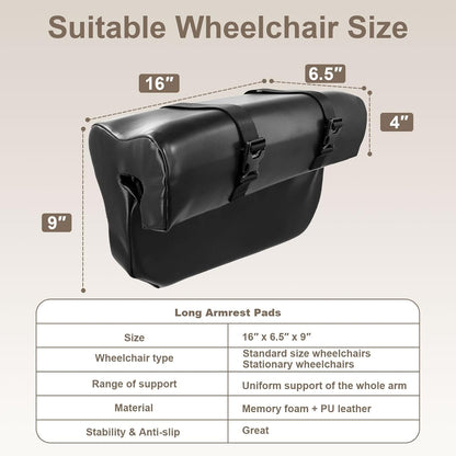 Wheelchair Armrest Pads, Memory Foam Arm Trough for Wheelchair, 16"L