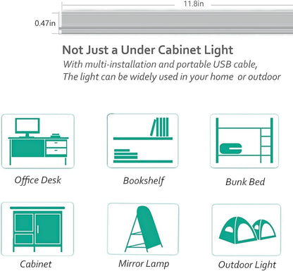 ASOKO Motion Sensor Dimmable Led Under Cabinet Light, 12" Cool White | ASOKO Motion Sensor Dimmable Led Under Cabinet Light, 12" Plug in Cool White 6000K Bar for Kitchen Counter Closet