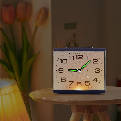 DTKID Large Alarm Clock for Bedside, Silent Non-Ticking Analog Clock with Night Light, Battery Powered, Gradually Increasing Alarm for Heavy Sleepers, Seniors