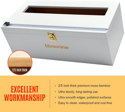 Libreshine 12-Inch Bamboo Plastic Wrap Dispenser with Cutter for Large Roll | Fits many 3000 ft plastic wrap and 1000 ft foil rolls, including Kirkland Signature rolls sold at Costco