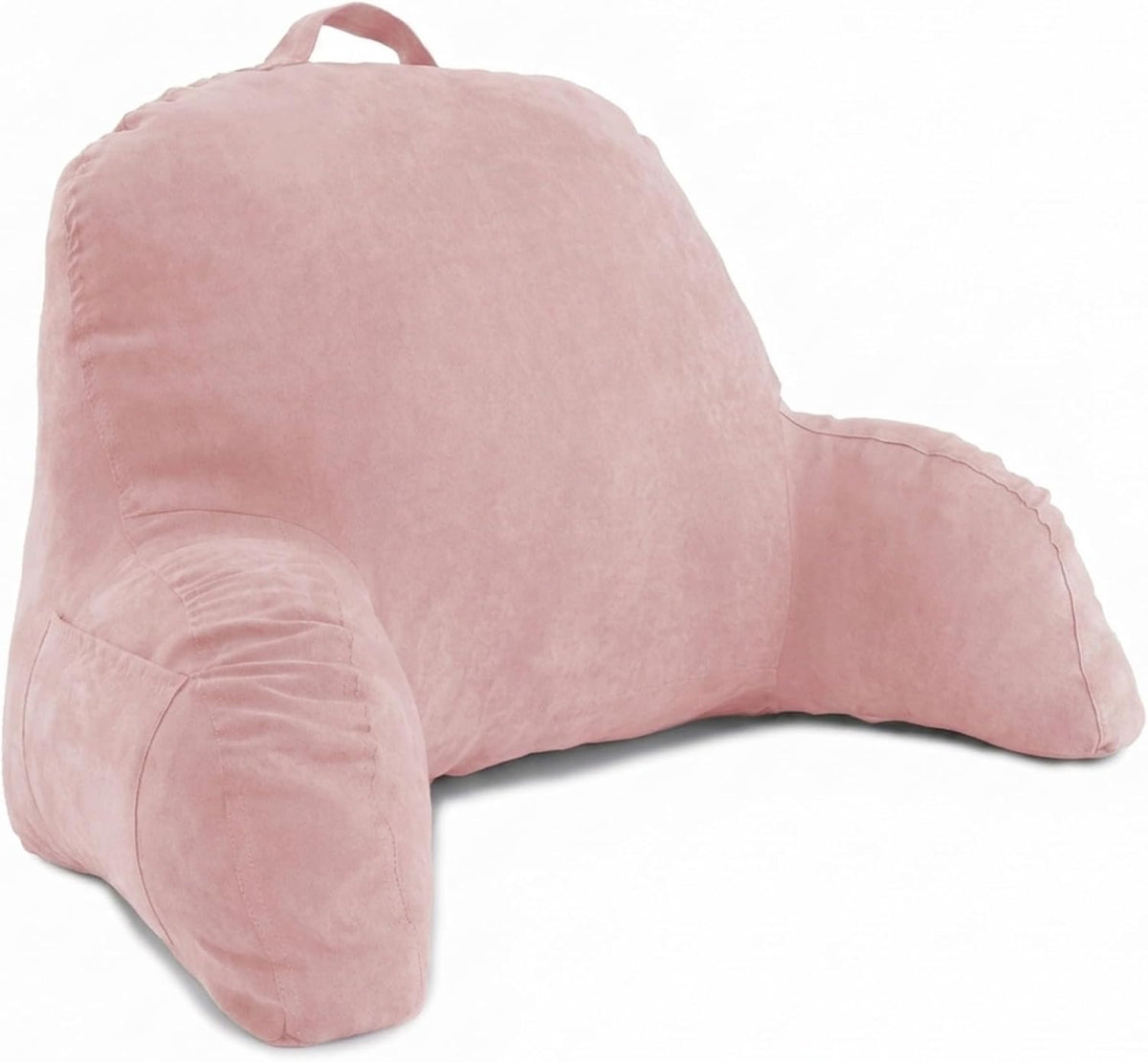 Deluxe Comfort Microsuede Bed Rest - Reading and Bedrest Lounger - Sitting Supprt Pillow - Soft But Firmly Stuffed Fiberfill - Backrest Pillow With Arms, Light Purple
