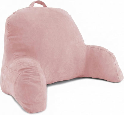 Deluxe Comfort Microsuede Bed Rest - Reading and Bedrest Lounger - Sitting Supprt Pillow - Soft But Firmly Stuffed Fiberfill - Backrest Pillow With Arms, Light Purple